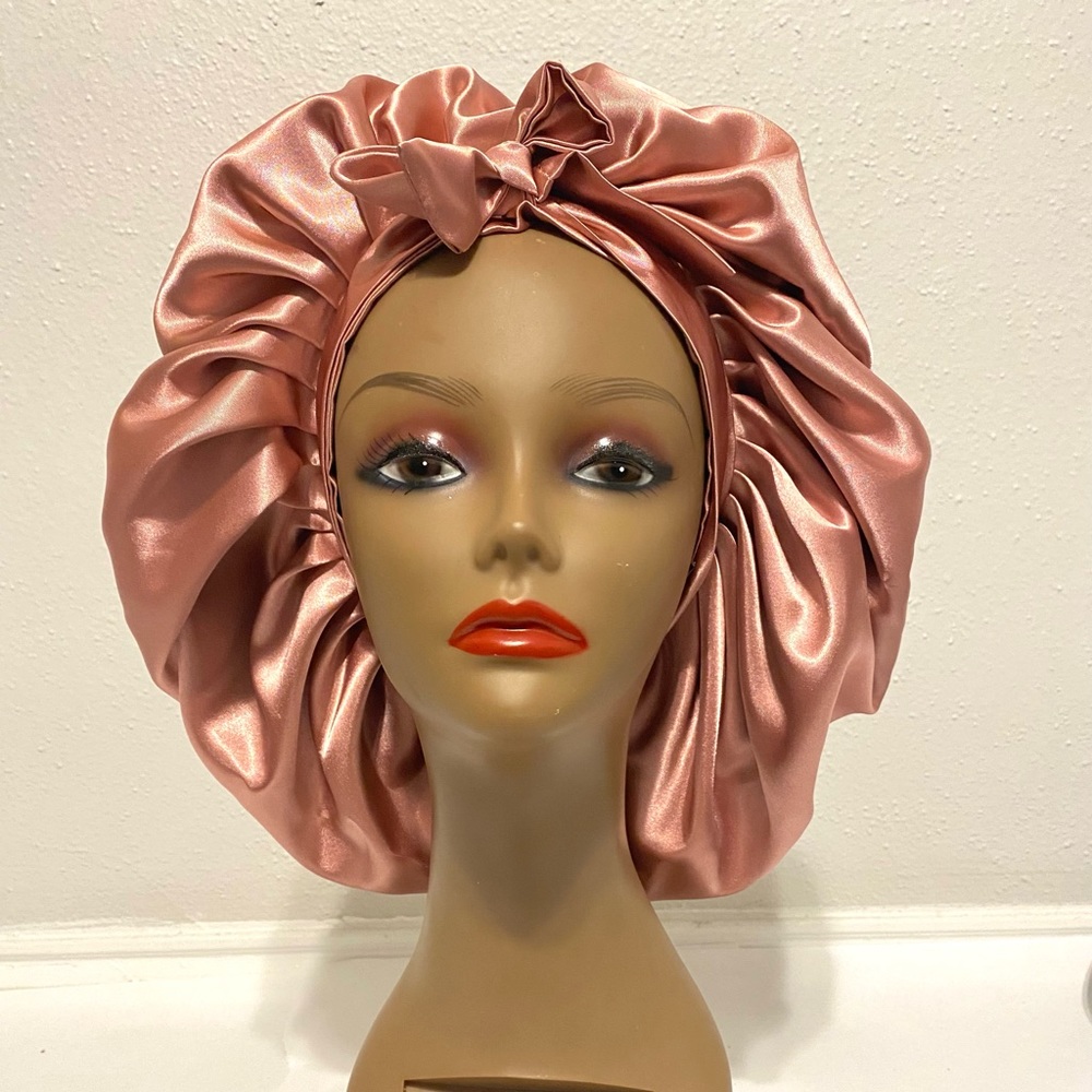 SATIN BONNET FOR WOMEN,LARGE BONNET WITH TIE BAND